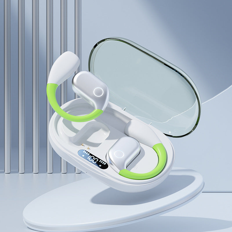 White M82 Transparent OWS Wireless Bluetooth Earphones - Clear Sound, Comfortable Over-Ear Fit