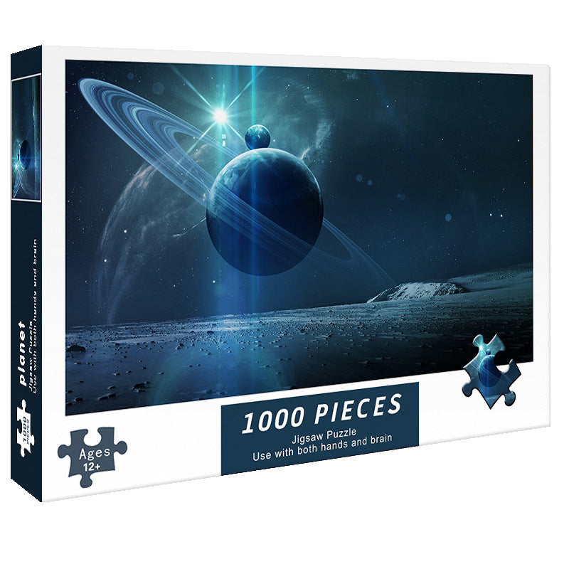 (2 PCS) 1000-Piece planet Jigsaw Puzzle - High Difficulty Stress-Relief Toy