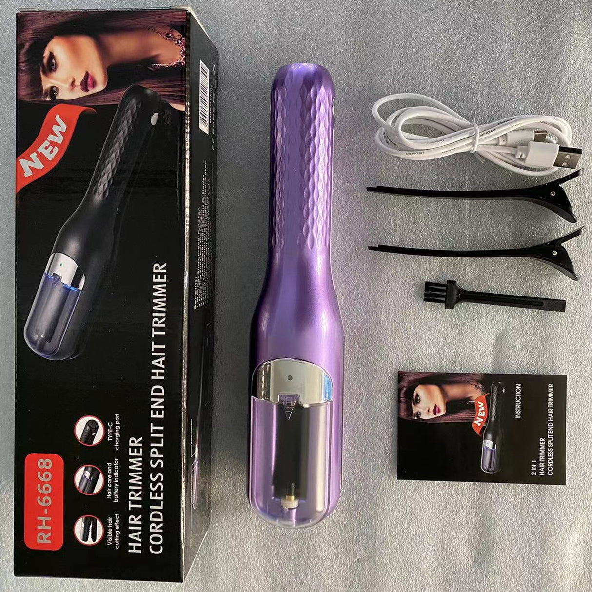 Purple Mini - Automatic, Hair Repair Split End Remover Trimmer For Dry, Splitting, Damaged And Brittle Split Ends, Men And Women Hair Styling Beauty Tool