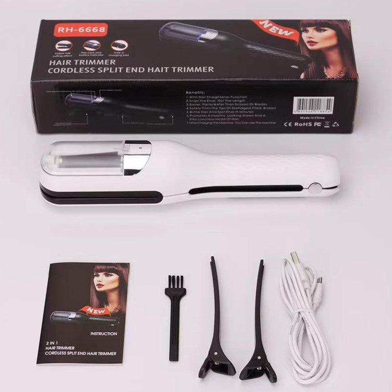 White Mini - Automatic, Hair Repair Split End Remover Trimmer For Dry, Splitting, Damaged And Brittle Split Ends, Men And Women Hair Styling Beauty Tool