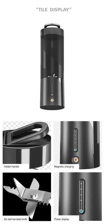 White Portable Juicer - Magnetic Charging Fresh Juice Blender Multifunctional Ice Crushing Fruit Mixer