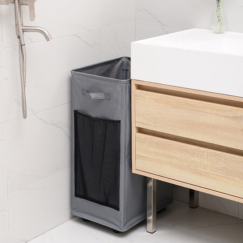 Dark Grey Foldable Yoga Storage Basket, Oxford Fabric Laundry Hamper, Multi-Purpose Organizer for Toys and Bathroom Essentials