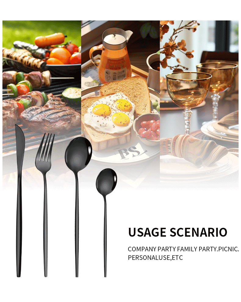 Silver Color Premium 24-Piece Stainless Steel Cutlery Set ??Elegant Golden Steak Knife, Fork, and Spoon Set in Luxury Gift Box