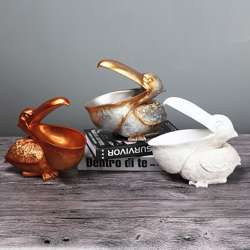 Brown Pelican Resin Decor Bowl ??Unique Key, Candy, and Storage Organizer for Home Decoration
