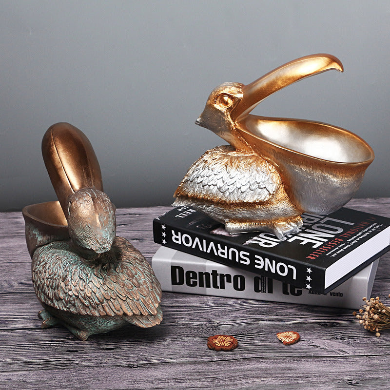 Brown Pelican Resin Decor Bowl ??Unique Key, Candy, and Storage Organizer for Home Decoration