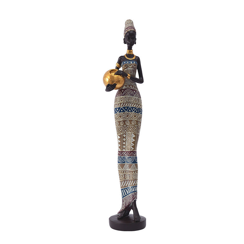 Exotic African Woman Figurine ??Elegant Resin Sculptures for Home Decor