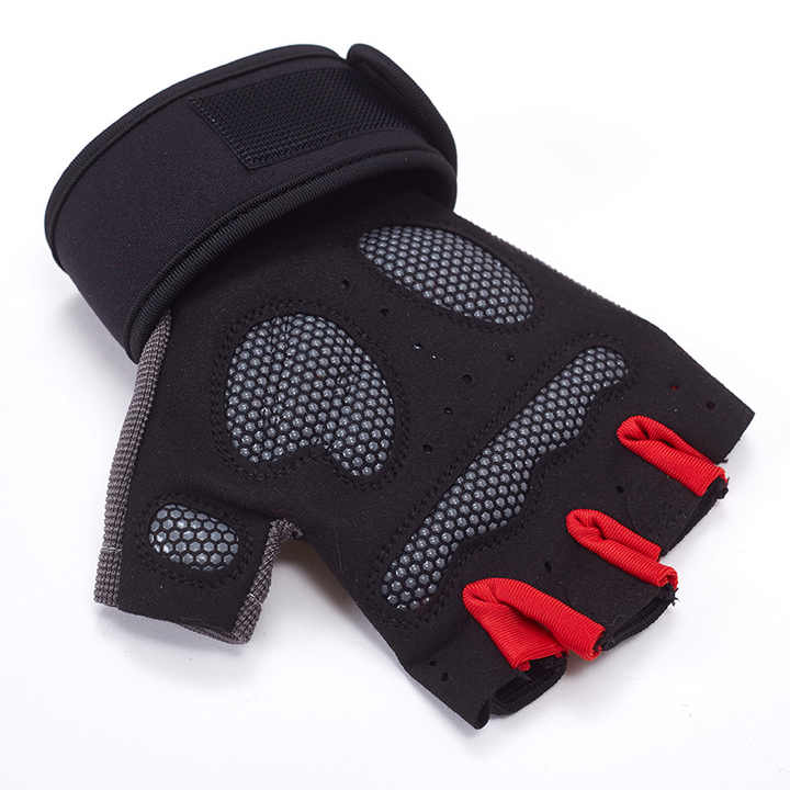 M White Fingerless Workout Gloves with Wrist Support Non-Slip, Breathable Gym Gloves for Weightlifting and Cycling