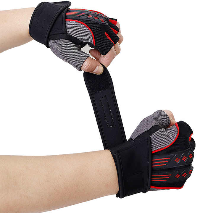 M White Fingerless Workout Gloves with Wrist Support Non-Slip, Breathable Gym Gloves for Weightlifting and Cycling