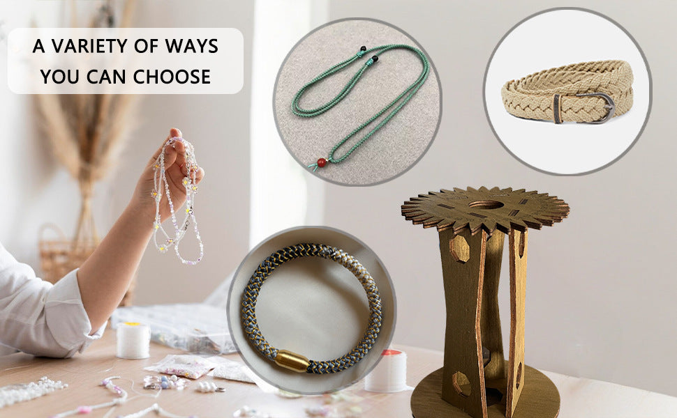 Wooden Kumihimo Marudai Stand ??Craft Tool for Braiding and Creative Cord Making