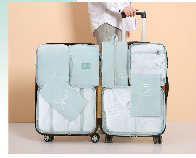 Blue Travel Packing Cube Set - 7-Piece Luggage Organizer for Clothes, Toiletries, and Accessories