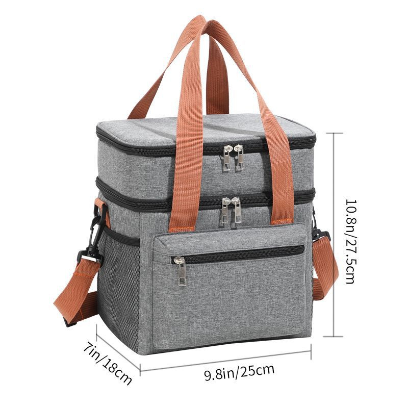Black Waterproof Insulated Lunch Bag - Leakproof Thermal Cooler for Food and Drinks