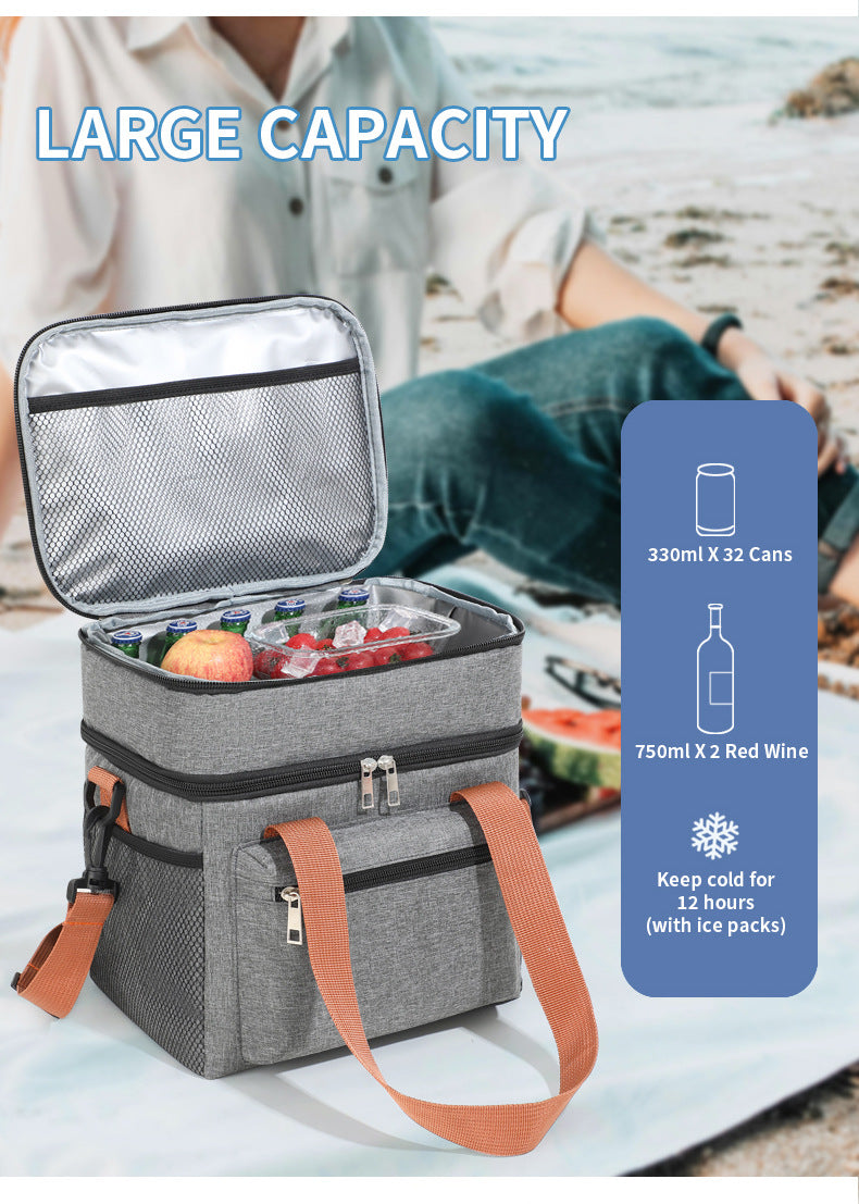 Black Waterproof Insulated Lunch Bag - Leakproof Thermal Cooler for Food and Drinks