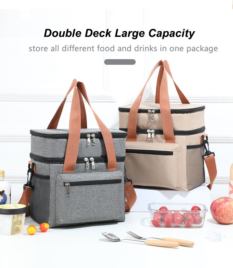 Black Waterproof Insulated Lunch Bag - Leakproof Thermal Cooler for Food and Drinks