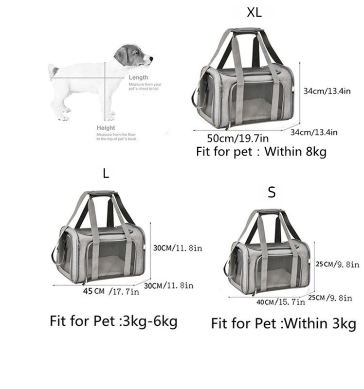 XL Grey Portable Foldable Pet Carrier Bag - Large Capacity Travel Carrier for 2 Small Pets, Comfortable and Stylish Cat Backpack, Foldable & Easy to Carry