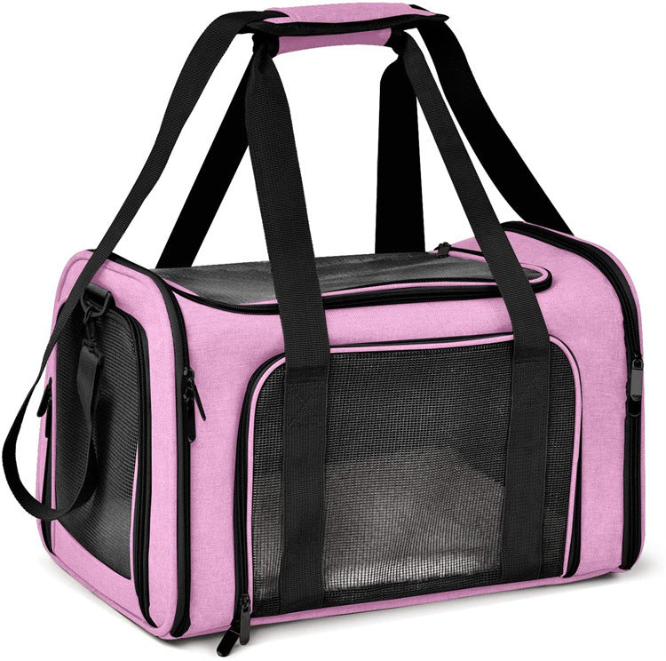 XL Pink Portable Foldable Pet Carrier Bag - Large Capacity Travel Carrier for 2 Small Pets, Comfortable and Stylish Cat Backpack, Foldable & Easy to