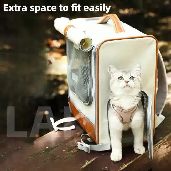 Grey Large Capacity Breathable Foldable Pet Trolley ??Travel Cat Carrier with Wheels, Portable, Spacious, and Convenient for Two Cats
