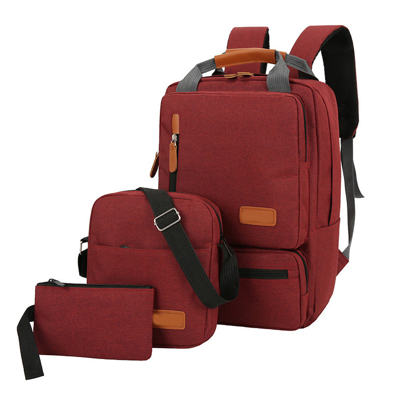 Red 3-Piece Backpack Set ??Men?? & Women?? Student Travel Backpack, Casual Backpack, Laptop Bag, Notebook Bag, Computer Bag