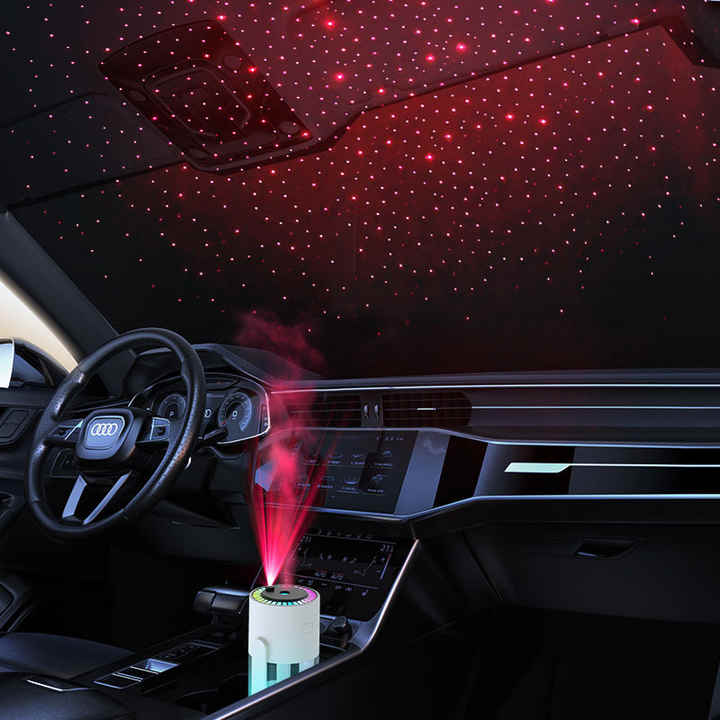 White Starry Sky Projection Humidifier ??USB Ultrasonic Car and Home Air Humidifier, Mist Diffuser for Hydration