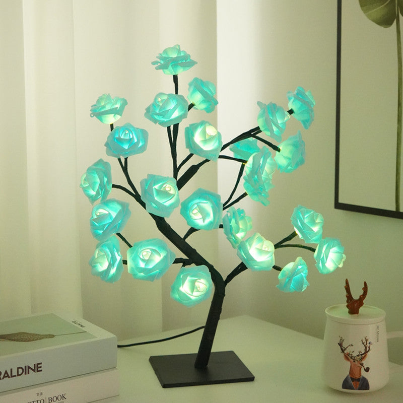 LED Rose Flower Tree Light with Detachable Base and USB Switch ??Decorative Night Light for Home D?cor