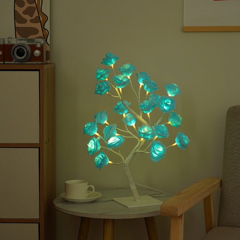LED Rose Flower Tree Light with Detachable Base and USB Switch ??Decorative Night Light for Home D?cor