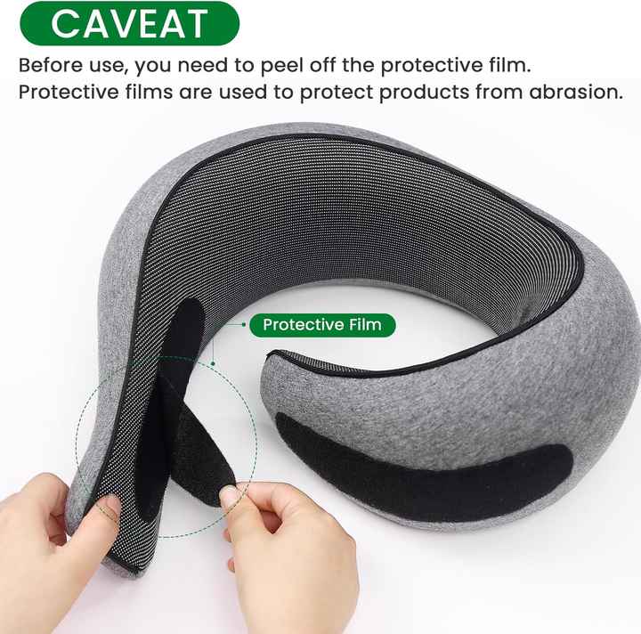 Dark Gray Velcro Tape Memory Foam U-Shaped Neck Pillow - Snail Travel Cushion for Airplane, Office Nap, and Travel - Adjustable with Magnetic Therapy