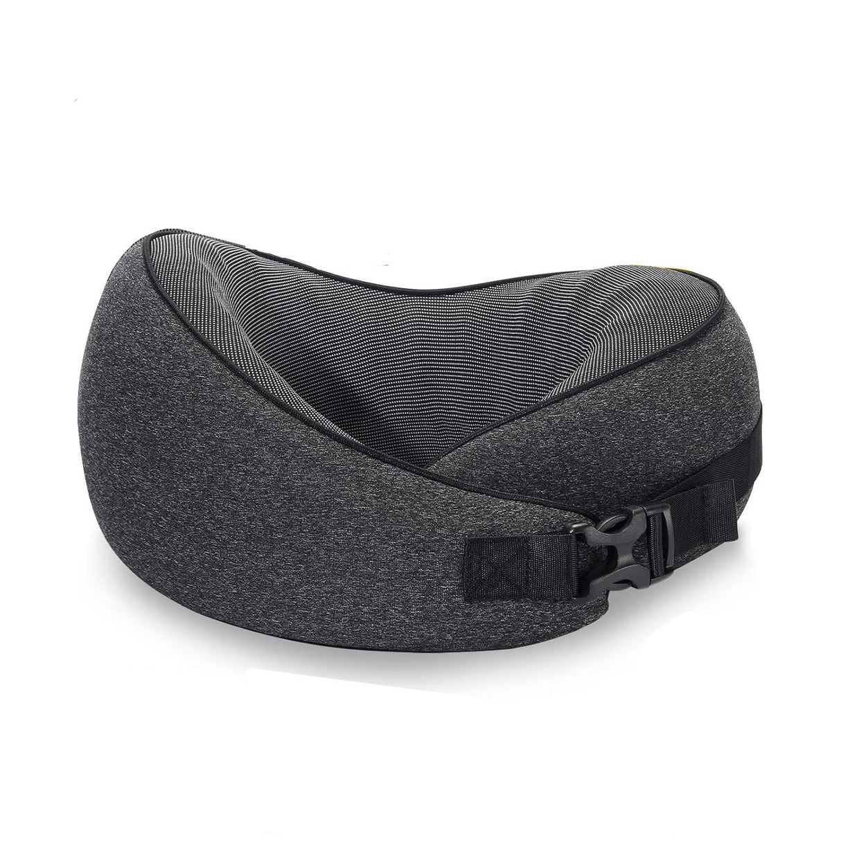 Dark Gray Buckle Tape Memory Foam U-Shaped Neck Pillow - Snail Travel Cushion for Airplane, Office Nap, and Travel - Adjustable with Magnetic Therapy