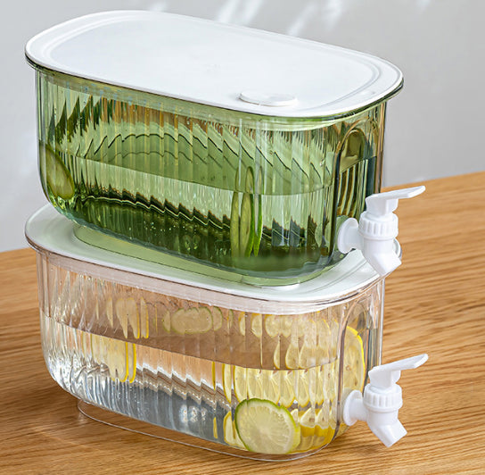 Transparent 4 Liter Refrigerator Cold Drink Dispenser, Juice & Fruit Infuser Water Pitcher, Spigot Beverage Container