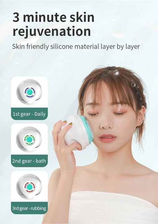 White Electric Bath Brush & Multi-Functional Massager ??Long Handle Waterproof Body Cleansing Tool