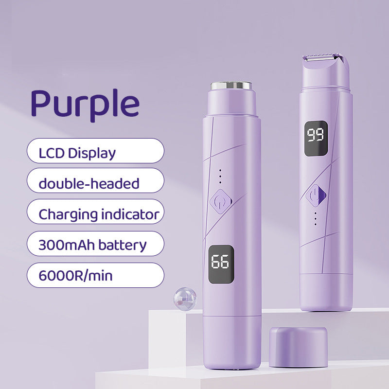Purple Portable Wireless Electric Hair Remover Dual-Head Rechargeable Mini Shaver for Women s Sensitive Areas