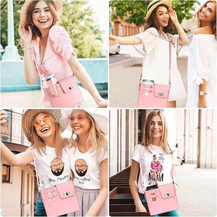 White Portable Beverage Bottle Cup Holder Bag | Trendy Crossbody Design for Daily Commute(No water cup)