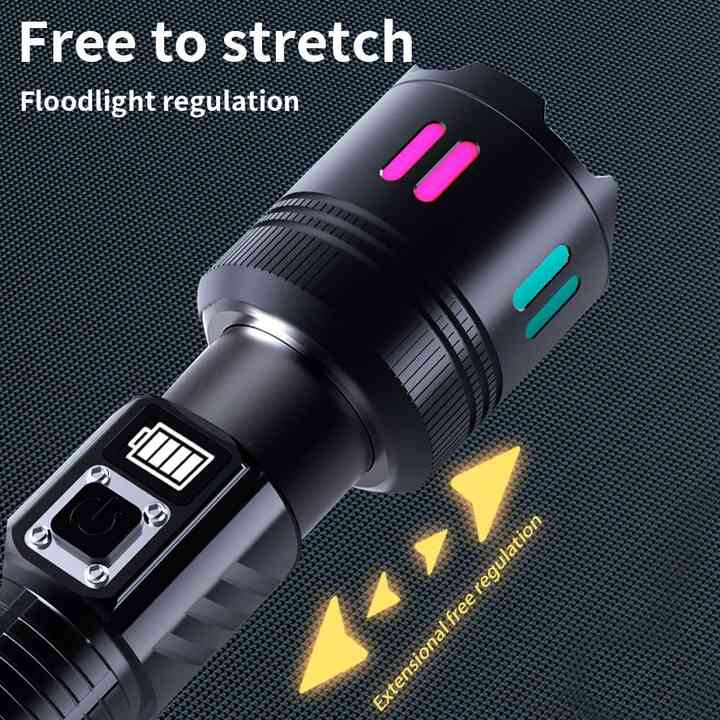 Carton Box Rechargeable High-Power Emergency Flashlight ??Super Bright Portable Outdoor Patrol Torch with Digital Display