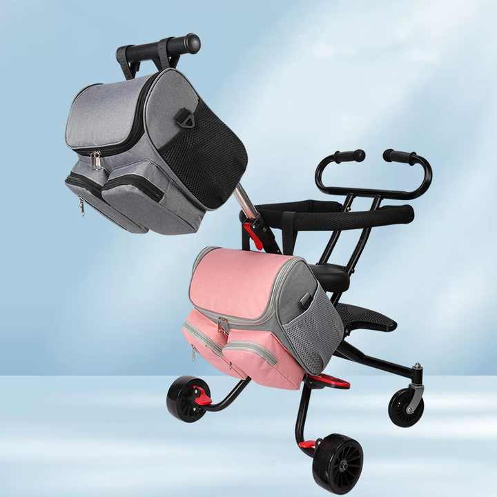 Black Portable Baby Stroller Organizer Bag ??Multi-Purpose Diaper Storage Bag for Moms, Lightweight and Travel-Friendly