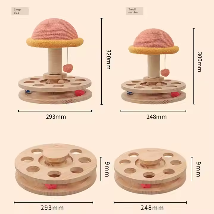 Large Pink Interactive Cat Scratching Post with Ball Track Fun Mushroom-Shaped Cat Toy for Play, Scratching, and Entertainment