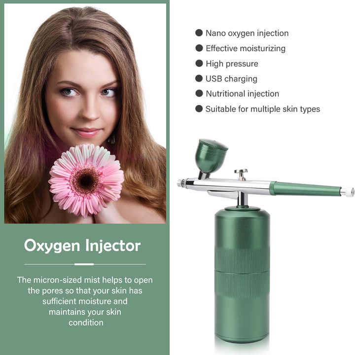 Pink Portable Oxygen Infusion Nano Spray Facial Beauty Instrument High Pressure Needle-Free Skin Care Mist Sprayer
