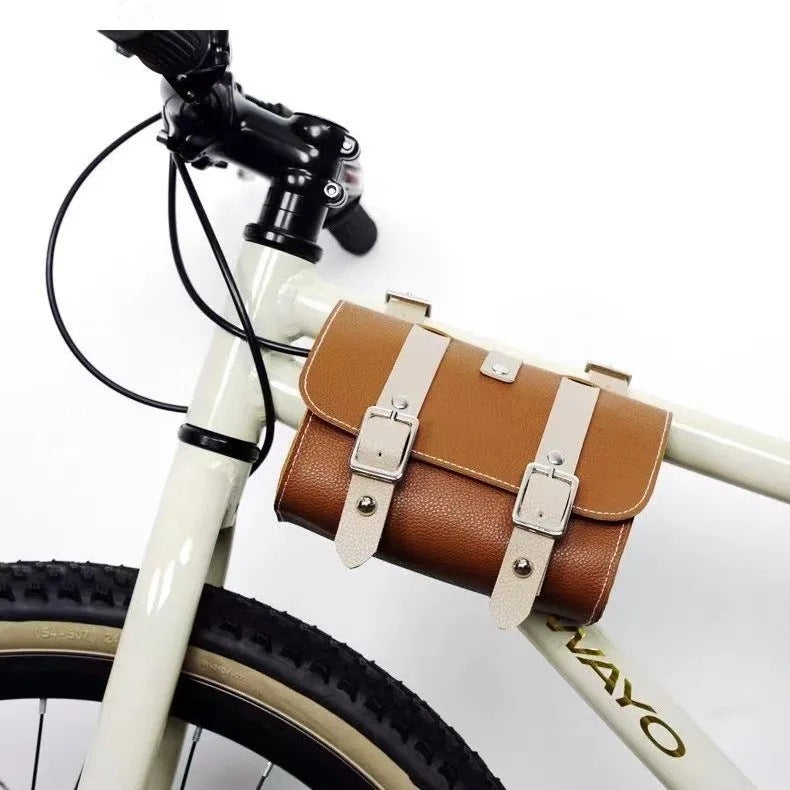 Brown Vintage Bicycle Handlebar Bag Universal Front & Rear Bike Accessory for Commuting and Cycling