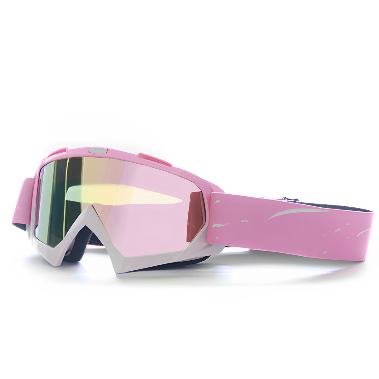 Progressive Pink + Rose Pink Lenses Outdoor Protective Motorcycle Goggles Windproof, Dustproof, Skiing, and Cycling Eyewear Lightweight Anti-Fog