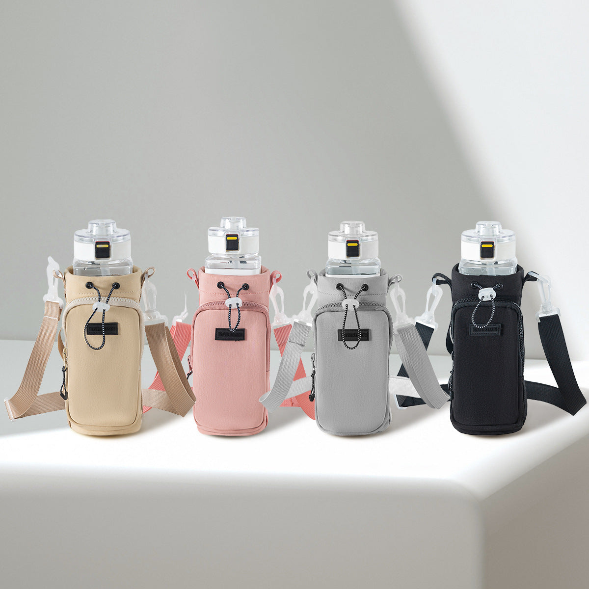 Yellow Portable Outdoor Water Bottle Holder Bag with Adjustable Shoulder Strap, Nylon Waterproof Material, 121g Lightweight, 23cm Height for Travel and Hiking((Water cup not included))