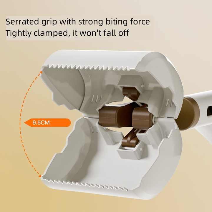 Beige Portable Dog Poop Scooper with Large 9.5cm Opening, Ergonomic Handle, Lightweight 320g Pet Waste Picker for Outdoor Walks