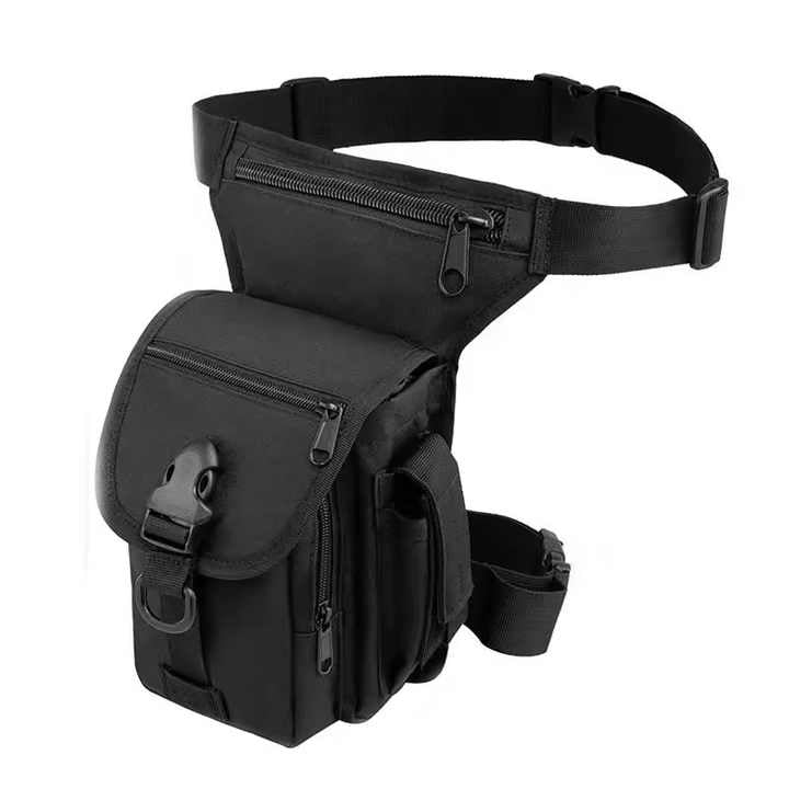 Black Tactical Outdoor Leg Bag 900D Durable Multi-Layer Waist Pack for Cycling, Fishing, and Security