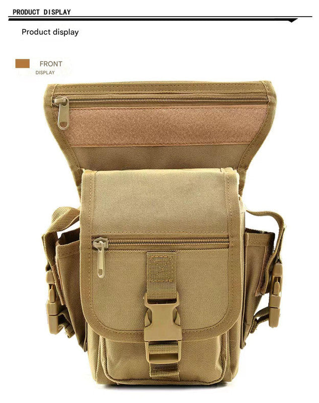 Black Tactical Outdoor Leg Bag 900D Durable Multi-Layer Waist Pack for Cycling, Fishing, and Security