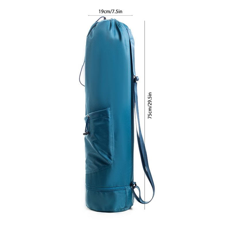 Dark Blue Durable Yoga Mat Carry Bag - Multi-Functional Fitness Backpack with Wet Pocket(Mugs are fi