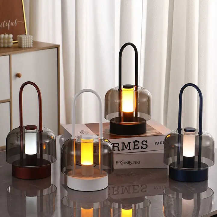 Black Portable Rechargeable LED Lantern ??Touch Control, Adjustable Brightness, USB Charging