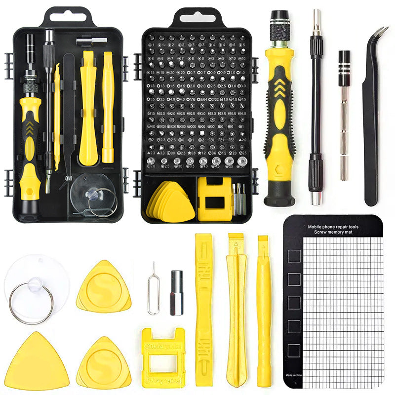 Yellow 122-in-1 Precision Screwdriver Tool Kit for Electronics and DIY Repair