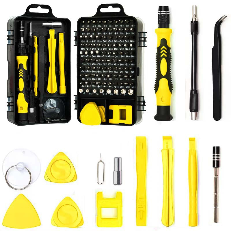Yellow 115-in-1 Precision Screwdriver Tool Kit for Electronics and DIY Repair