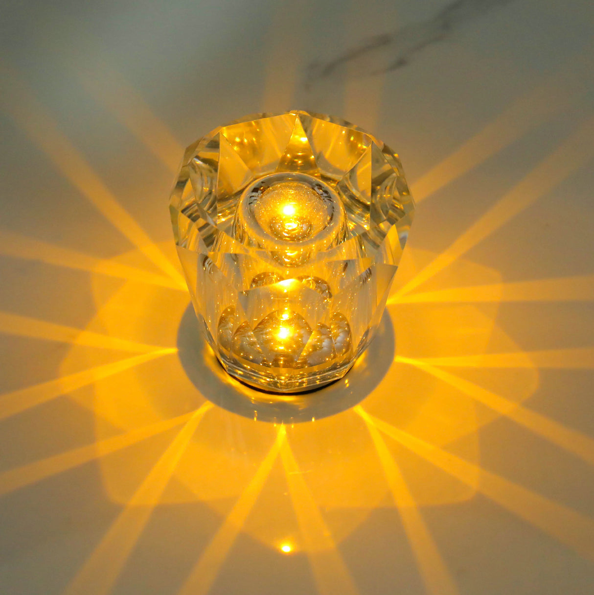 Crystal LED Table Lamp with Starburst Effect, Rechargeable and Portable Design,Type B 90mm (H) *85mm (W)