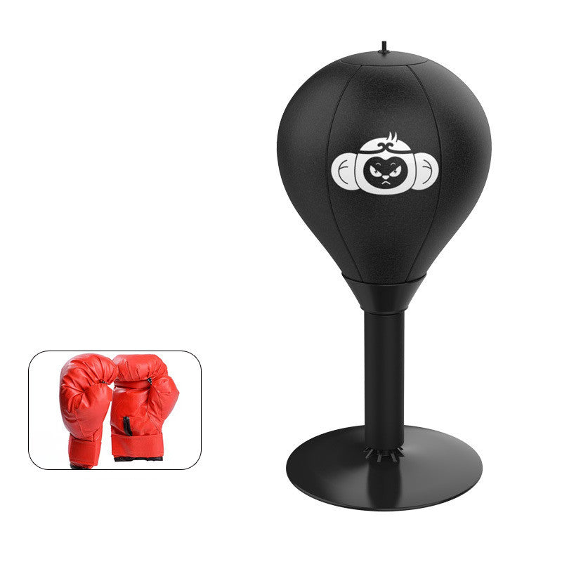 Adjustable Desktop Punching Speed Ball - Durable PU Leather, Stable Base (Monkey pattern and Kids Boxing Gloves)