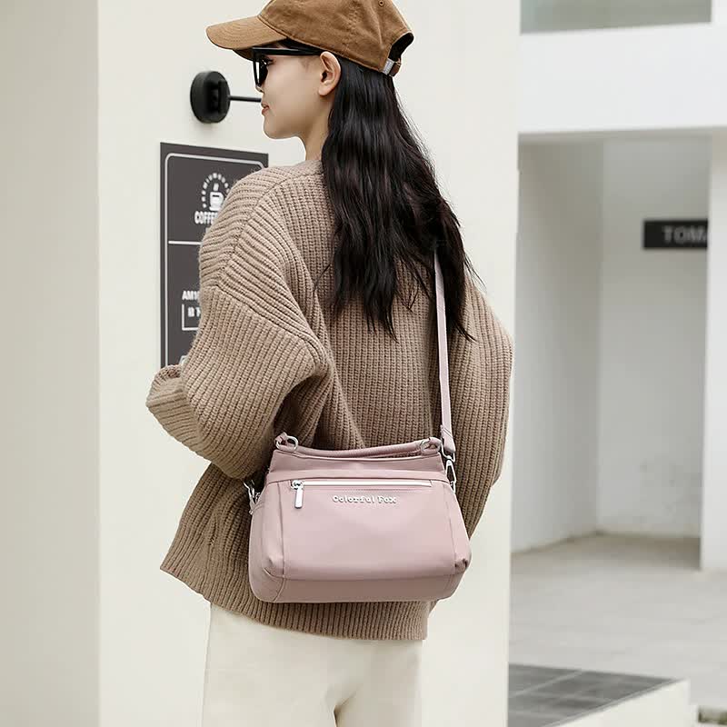 Green Waterproof Nylon Crossbody Bag - Lightweight and Adjustable Strap Shoulder Bag for Women