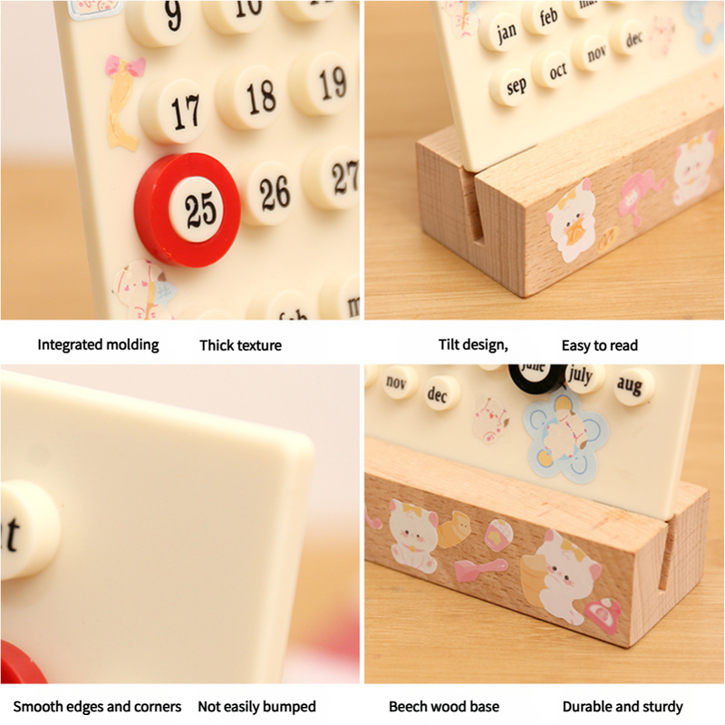 Red DIY Ring Perpetual Calendar - Creative Acrylic Desktop Calendar with Adjustable Rings