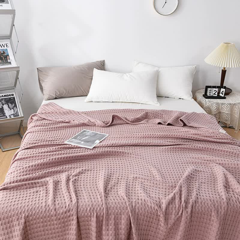 Cotton Waffle Blanket - Air Conditioning Blanket/Throw/Summer Quilt, 200*230cm,Bean Paste Color