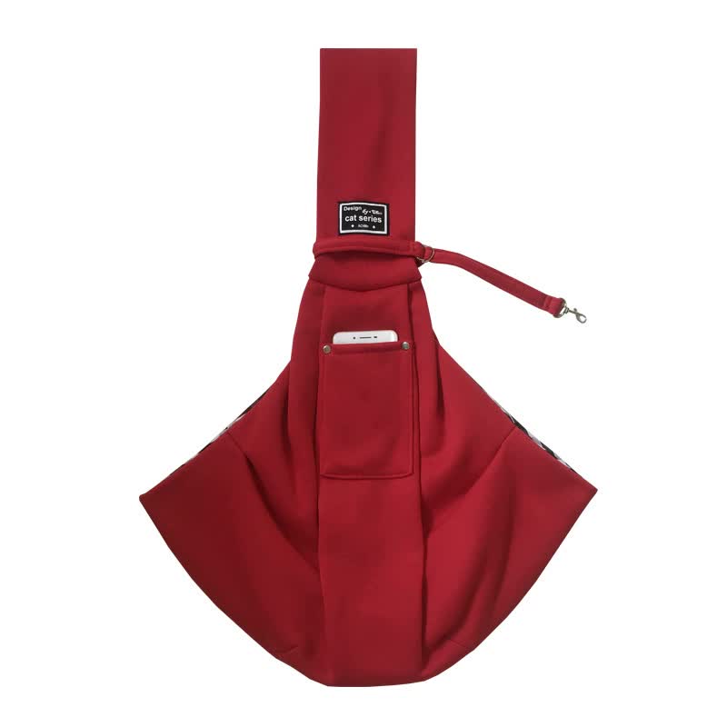 Red Pet Sling Carrier Bag - Comfortable and Hands-Free Design